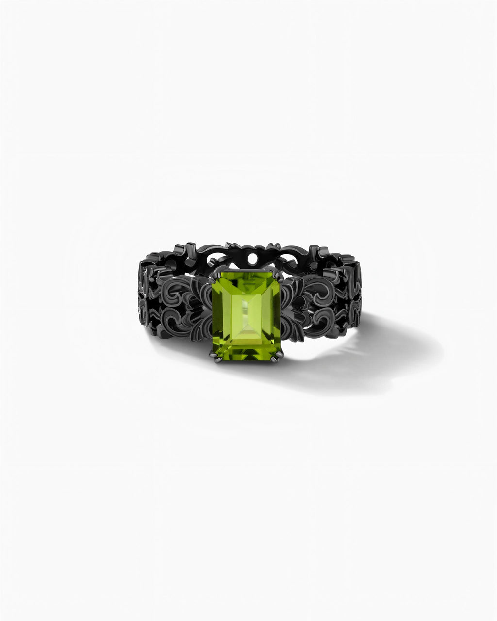 Gothic Filigree Ring In Sterling Silver With Peridot