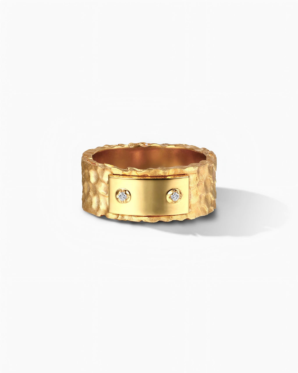 Hammered Cigar Ring In Sterling Silver