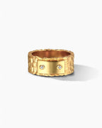 Hammered Cigar Ring In Sterling Silver