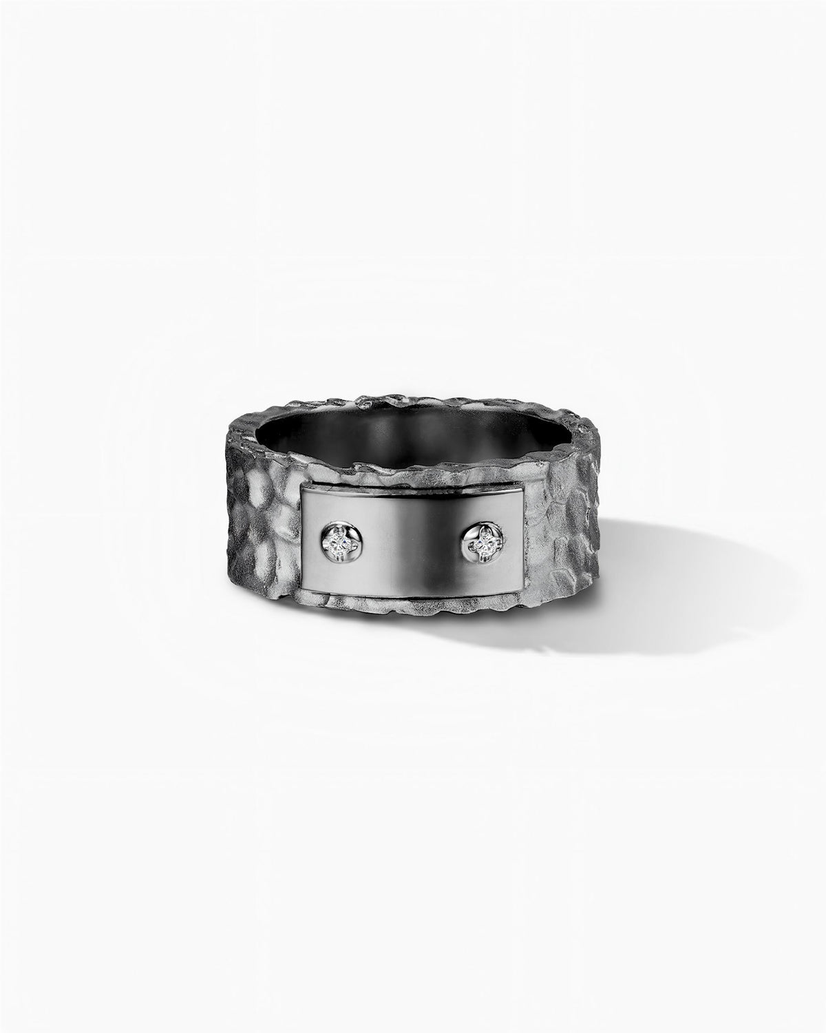 Hammered Cigar Ring In Sterling Silver