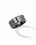 Hammered Cigar Ring In Sterling Silver