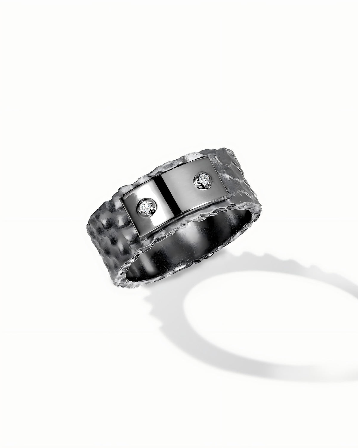 Hammered Cigar Ring In Sterling Silver