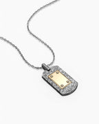 Hammered Dog Tag Necklace Pendant In Sterling Silver
