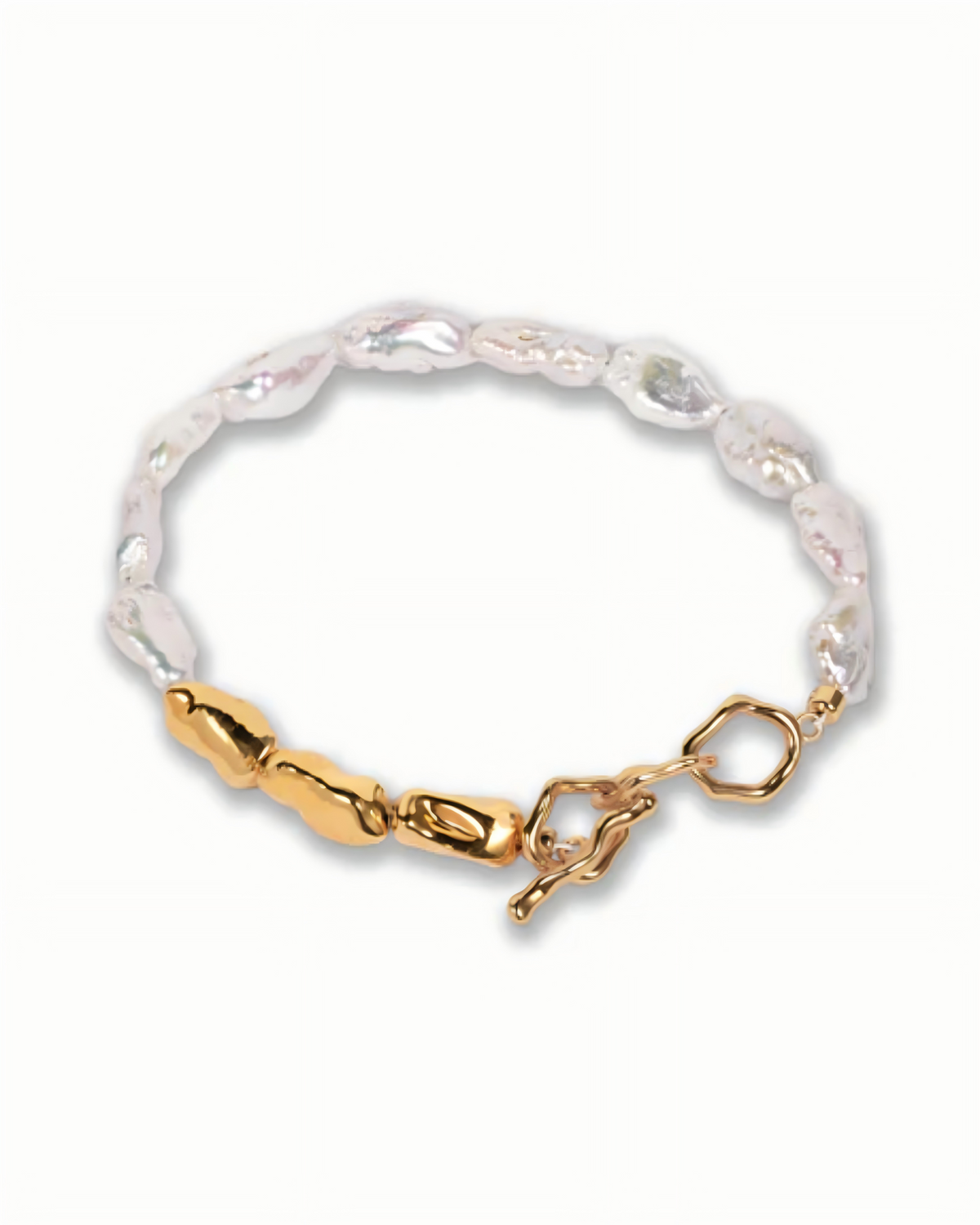 Molten Toggle Bracelet In Sterling Silver With Baroque Pearl