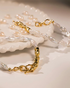 Molten Toggle Bracelet In Sterling Silver With Baroque Pearl