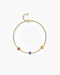 Multicolor Four Leaf Clover Bracelet In Sterling Silver With Sapphire