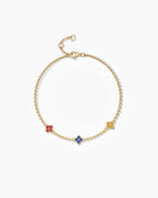 Multicolor Four Leaf Clover Bracelet In Sterling Silver With Sapphire