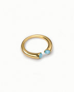 Open Cuff Ring In Sterling Silver With Topaz