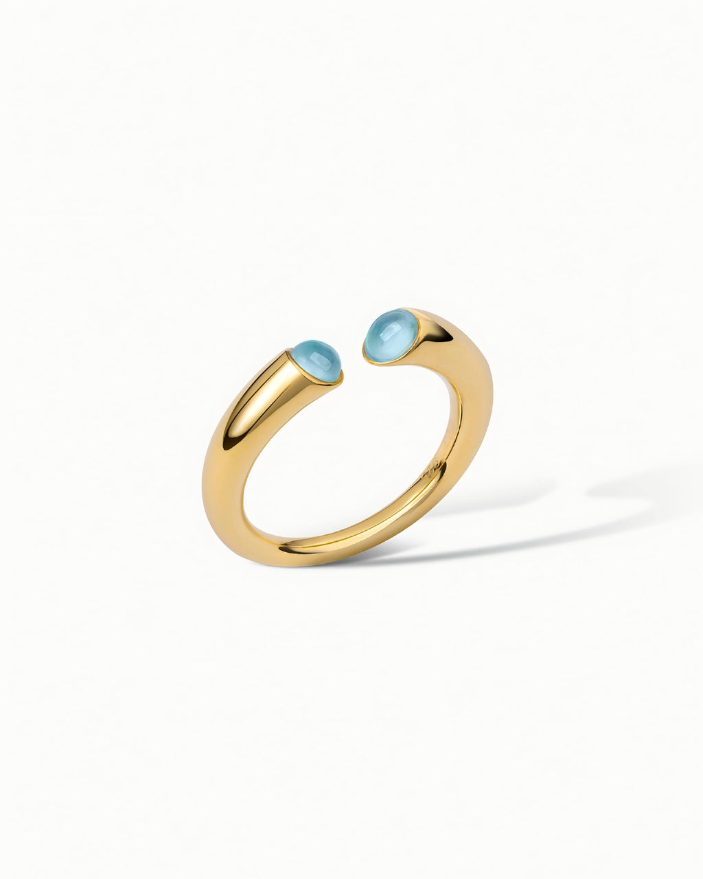 Open Cuff Ring In Sterling Silver With Topaz