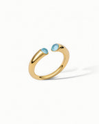 Open Cuff Ring In Sterling Silver With Topaz