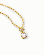 Paperclip Toggle Necklace Pendant In Sterling Silver With Amethyst
