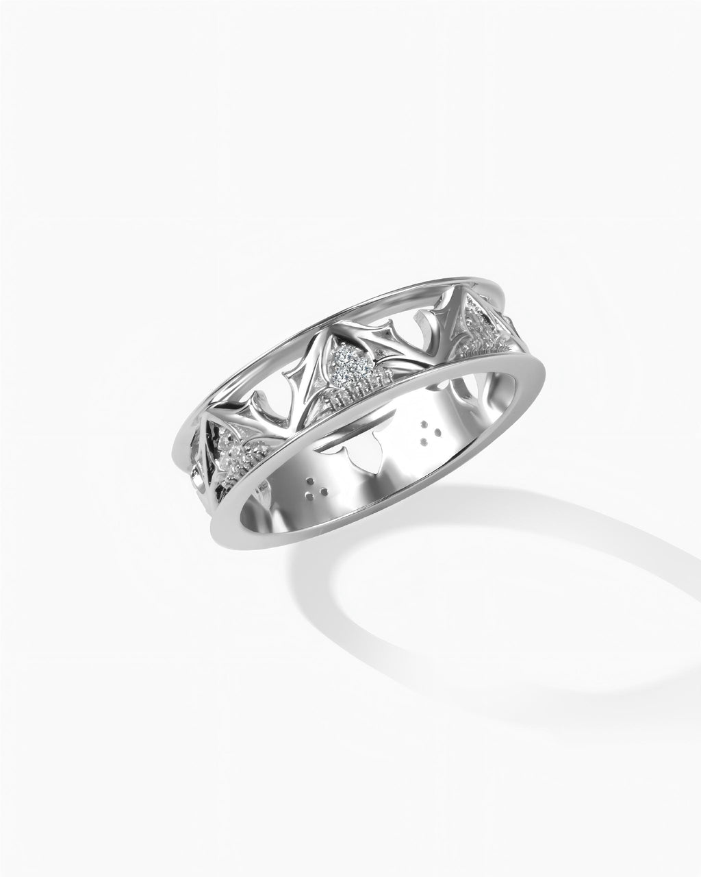 Pave Vine Cutout Ring In Sterling Silver