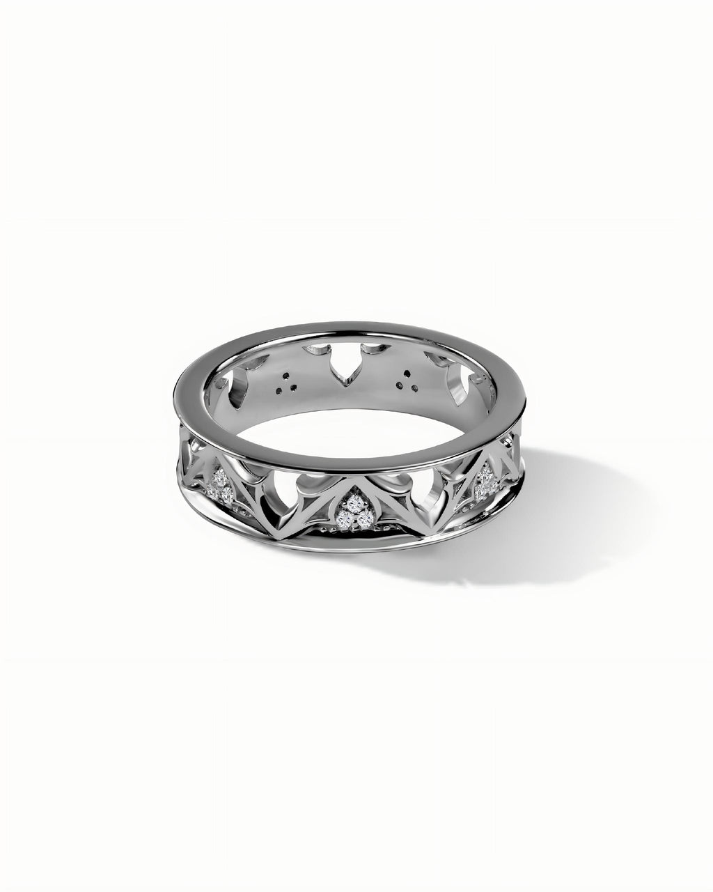 Pave Vine Cutout Ring In Sterling Silver