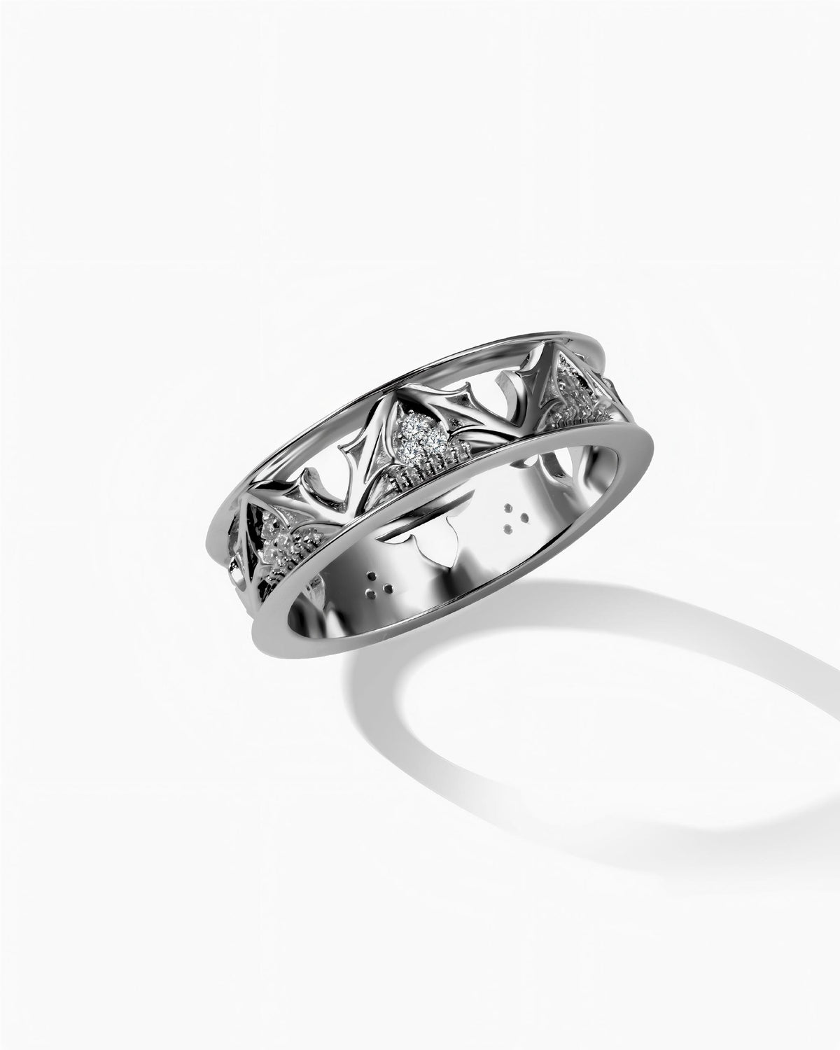 Pave Vine Cutout Ring In Sterling Silver