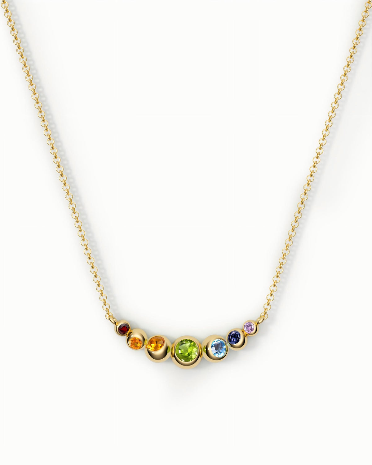 Rainbow Gem Necklace Pendant In Sterling Silver