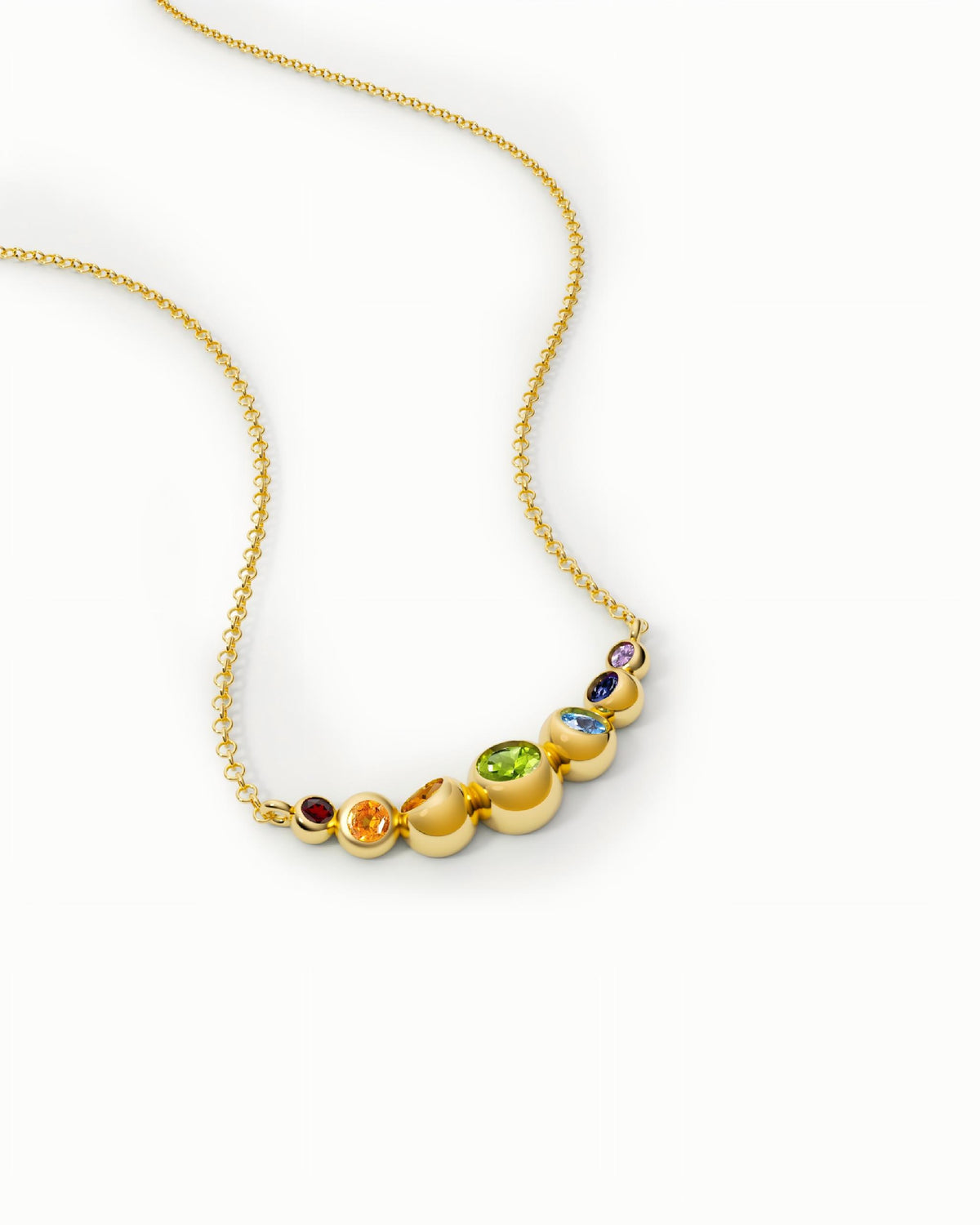 Rainbow Gem Necklace Pendant In Sterling Silver