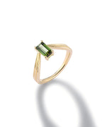 Ribbed Chevron Ring In Sterling Silver With Tourmaline