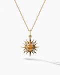 Sunburst Necklace Pendant In Sterling Silver With Fanta Garnet