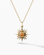 Sunburst Necklace Pendant In Sterling Silver With Fanta Garnet