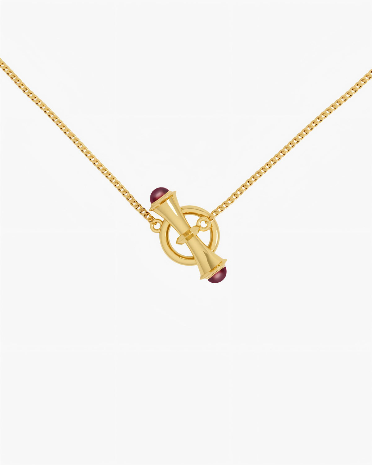 T-Bar Toggle Necklace Pendant In Sterling Silver With Garnet