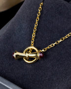 T-Bar Toggle Necklace Pendant In Sterling Silver With Garnet