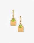Tag Huggie Earrings In Sterling Silver With Peridot