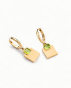 Tag Huggie Earrings In Sterling Silver With Peridot