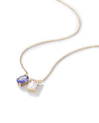 Toi Et Moi Necklace Pendant In Sterling Silver With Tanzanite And White Topaz