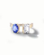 Toi Et Moi Ring In Sterling Silver With Tanzanite And White Topaz