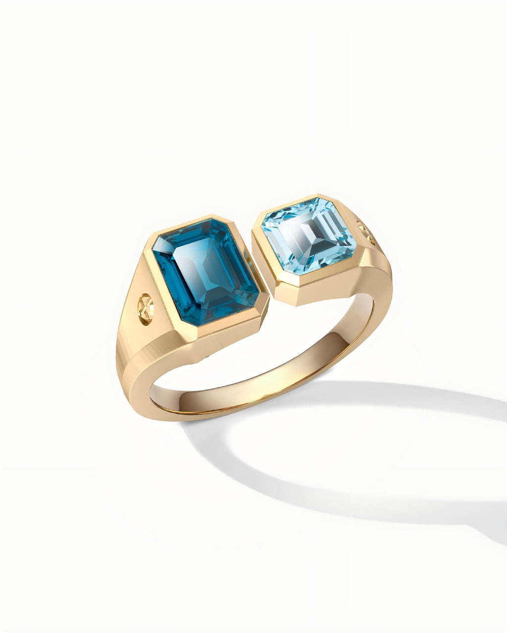 Double Stone Ring In Sterling Silver With Topaz
