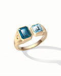 Double Stone Ring In Sterling Silver With Topaz