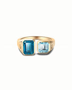 Double Stone Ring In Sterling Silver With Topaz