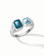 Double Stone Ring In Sterling Silver With Topaz