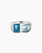 Double Stone Ring In Sterling Silver With Topaz