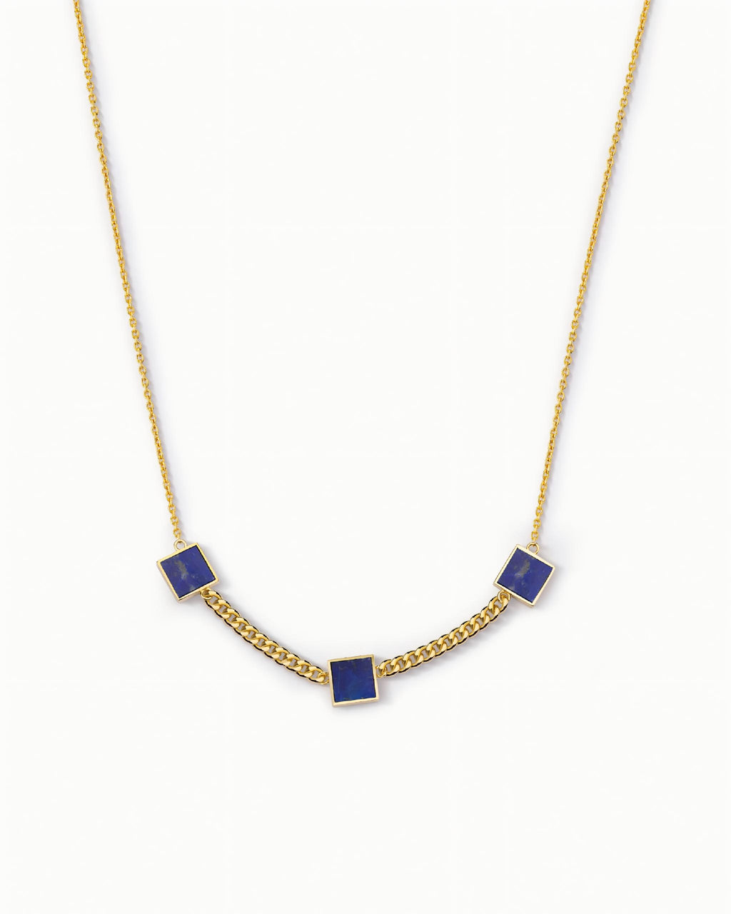 Triple Square Station Necklace Pendant In Sterling Silver