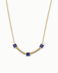 Triple Square Station Necklace Pendant In Sterling Silver