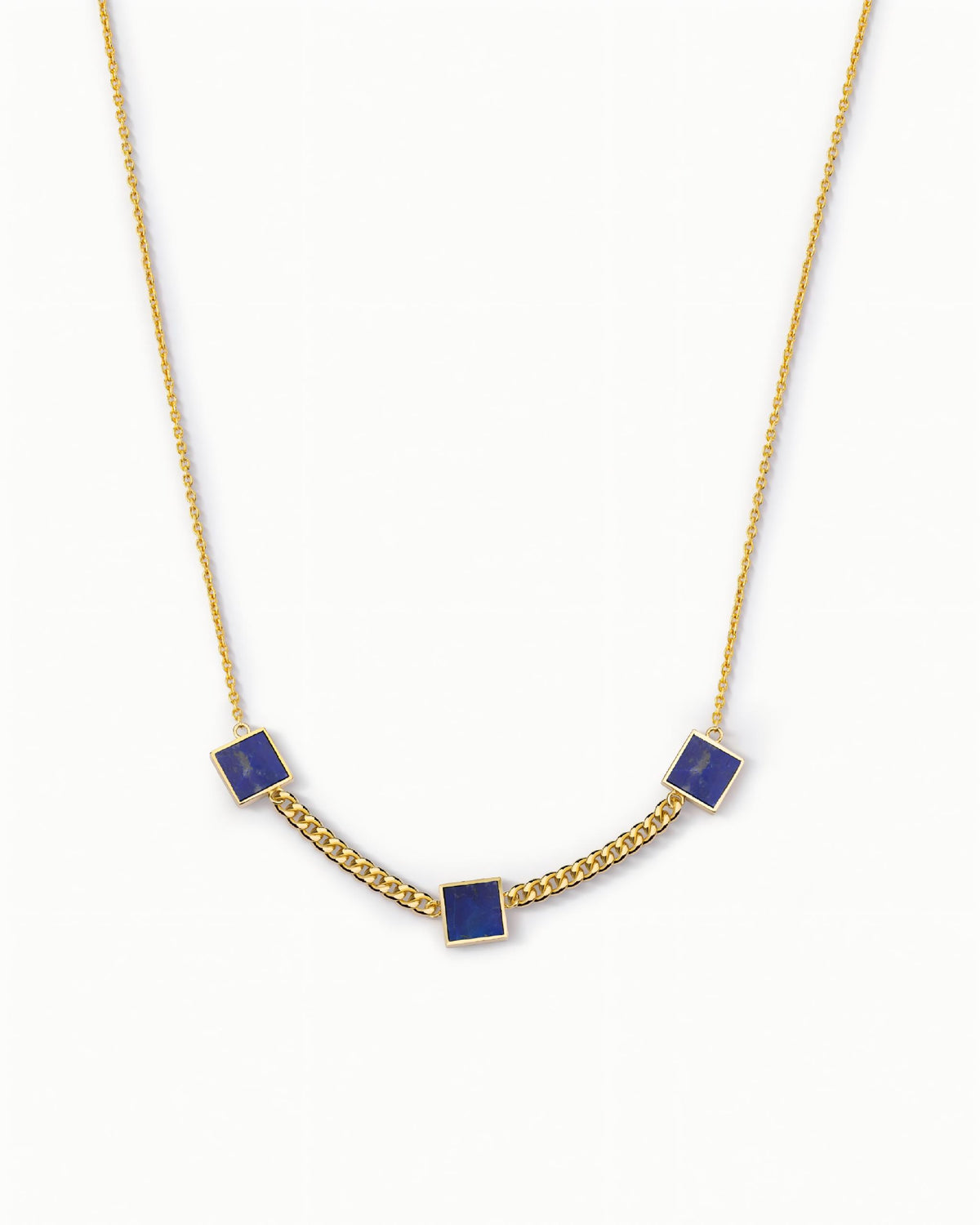 Triple Square Station Necklace Pendant In Sterling Silver
