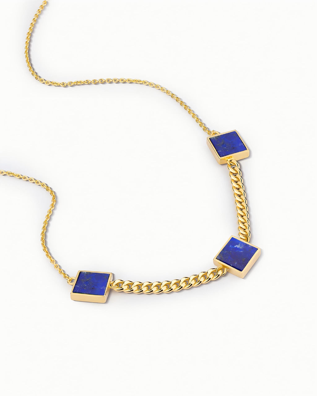 Triple Square Station Necklace Pendant In Sterling Silver