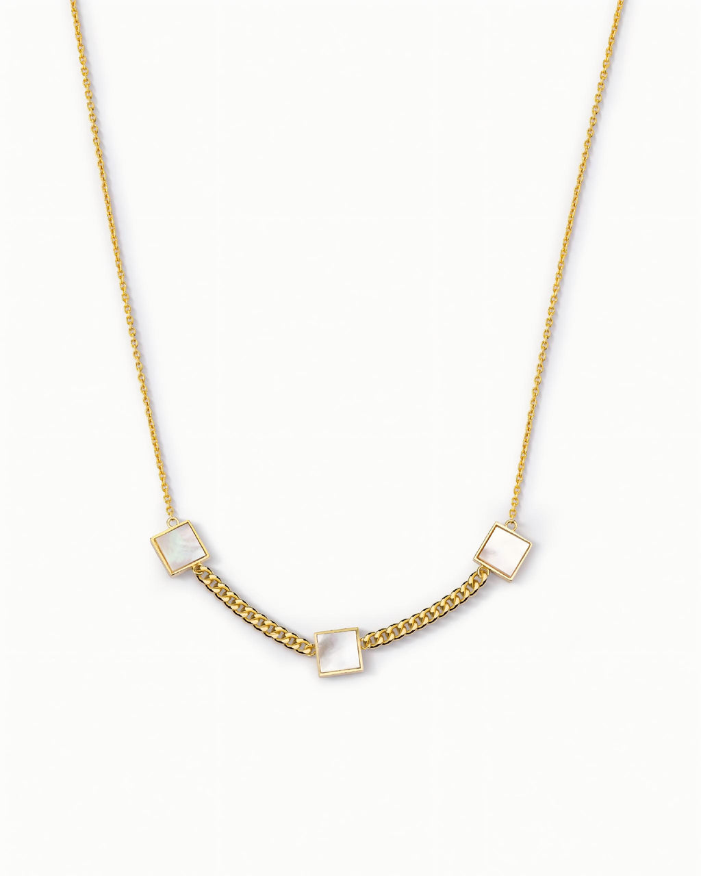 Triple Square Station Necklace Pendant In Sterling Silver