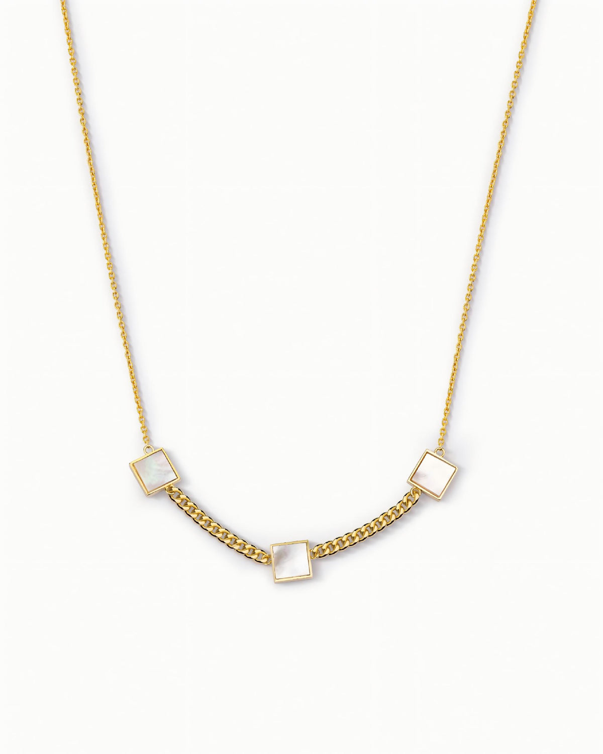 Triple Square Station Necklace Pendant In Sterling Silver