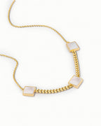 Triple Square Station Necklace Pendant In Sterling Silver