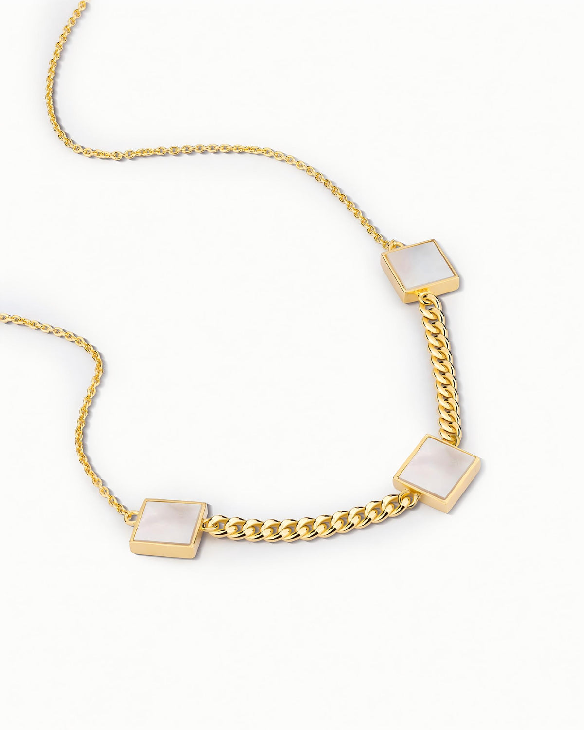 Triple Square Station Necklace Pendant In Sterling Silver