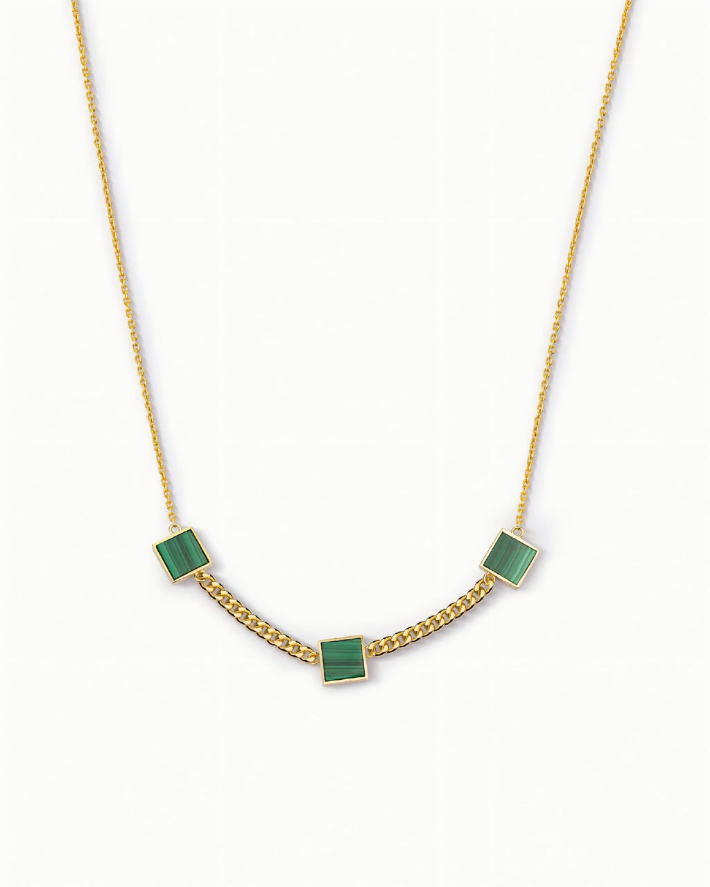 Triple Square Station Necklace Pendant In Sterling Silver