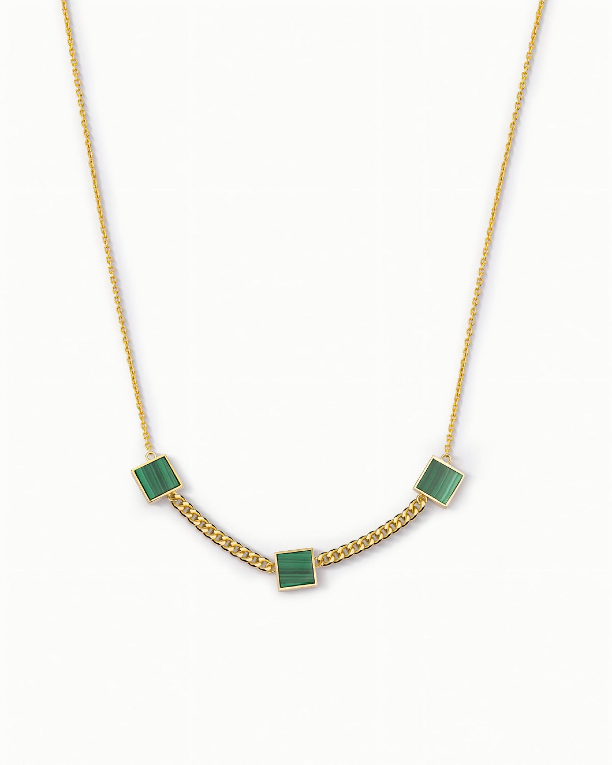 Triple Square Station Necklace Pendant In Sterling Silver
