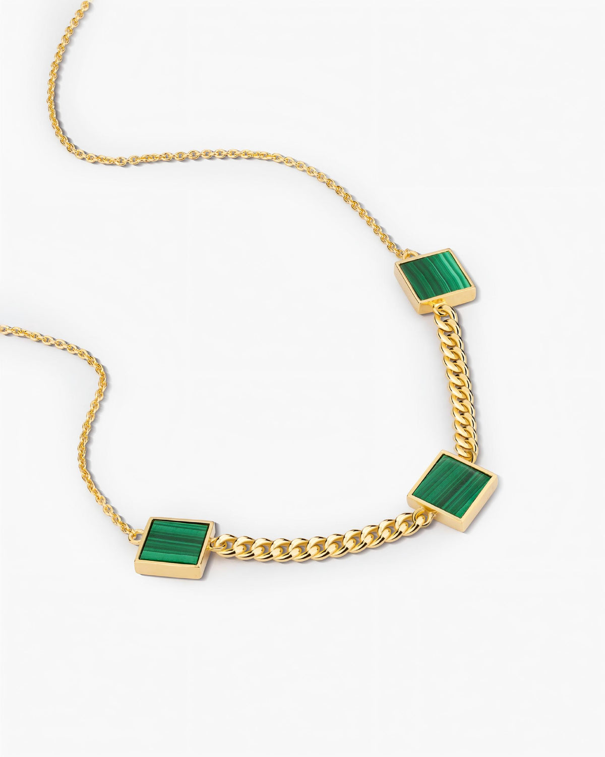 Triple Square Station Necklace Pendant In Sterling Silver