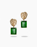 Tropical Palm Leaf Earrings In Sterling Silver With Green Obsidian