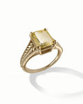 Victorian Engraved Ring In Sterling Silver With Citrine