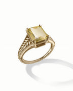 Victorian Engraved Ring In Sterling Silver With Citrine