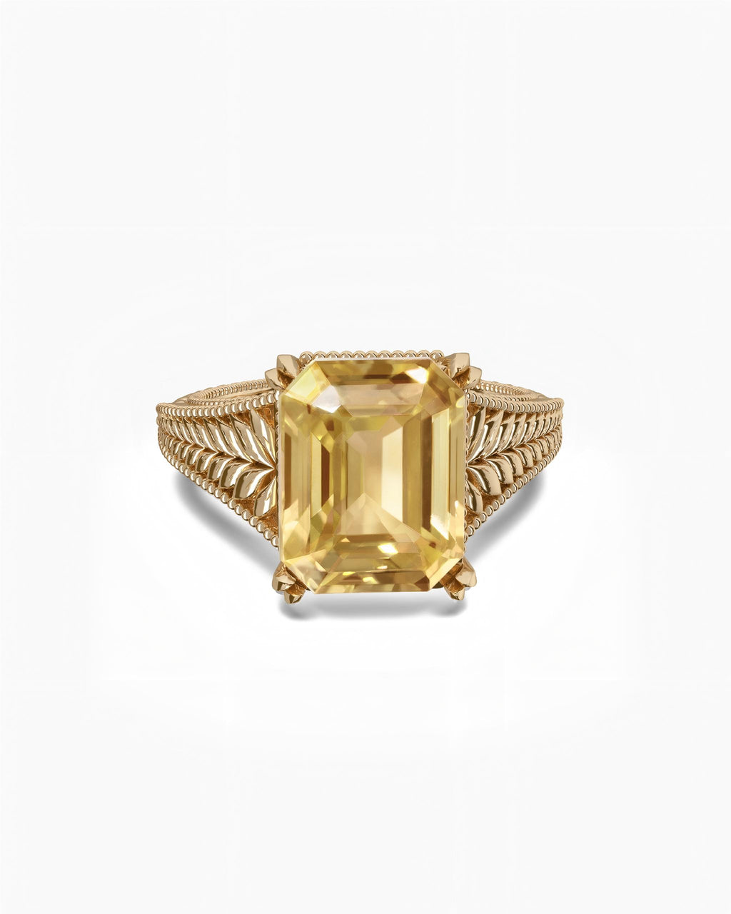 Victorian Engraved Ring In Sterling Silver With Citrine