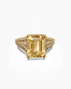 Victorian Engraved Ring In Sterling Silver With Citrine